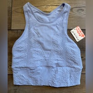 NWT Free People FP Movement Floral Lace Workout Crop Top Lunar Bloom Lilac XS/S